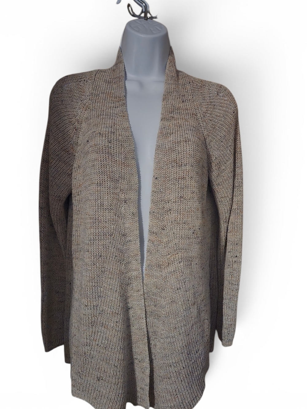 Orvis Neutral Beige Marled Open-Front Cardigan